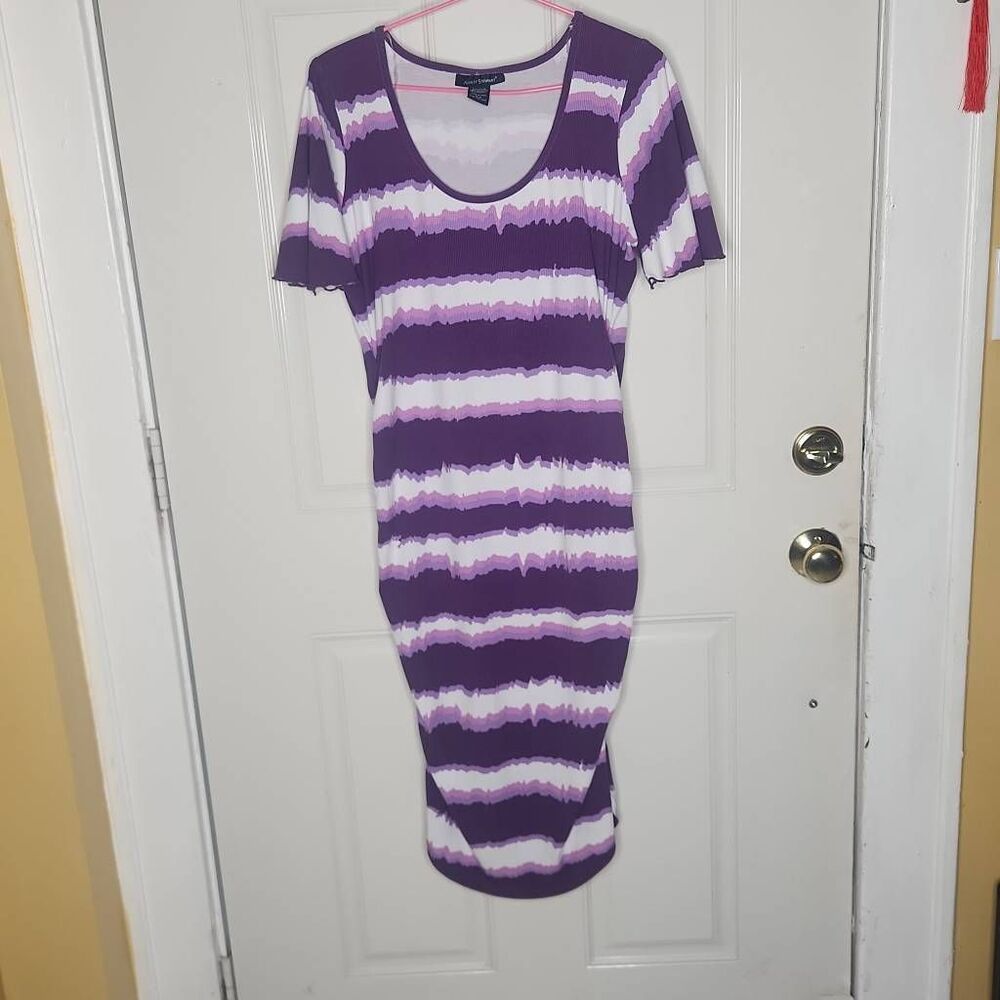 Ashley Stewart  purple and white tie dye stripe dress women's size 14 -16